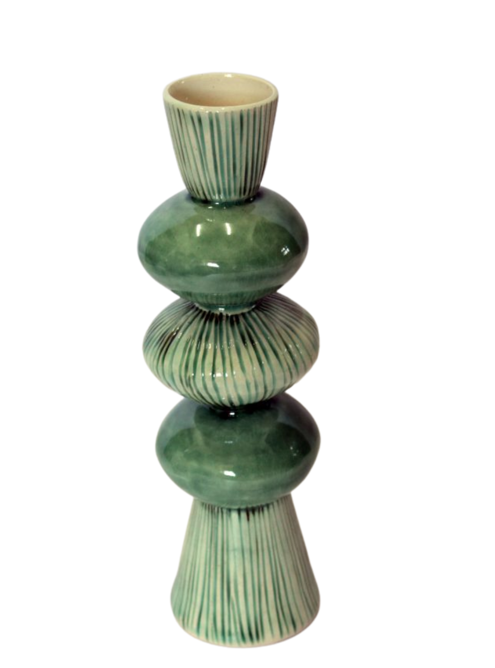 Tall Candle Stick Green & White
