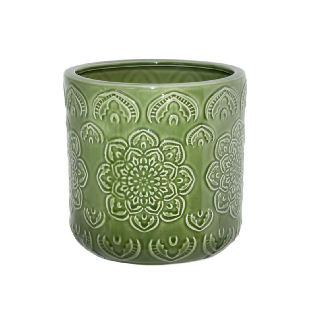 Green Floral Pot
