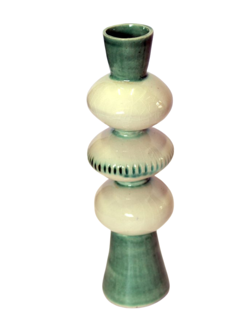 Tall Candle Stick Green & White