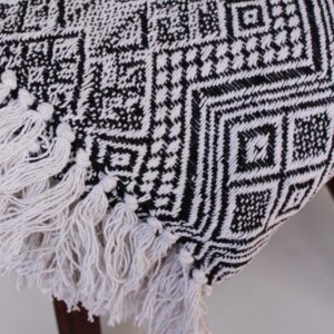 African Contemporary Black and White Cotton Throw