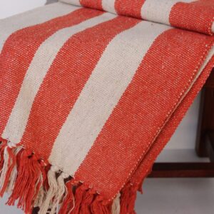 Striped Pure Cotton Throw Mandarin